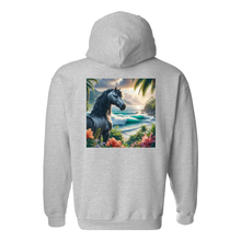 Load image into Gallery viewer, Tropical Grey Stallion Horse Design on Back Front Pocket Hoodies
