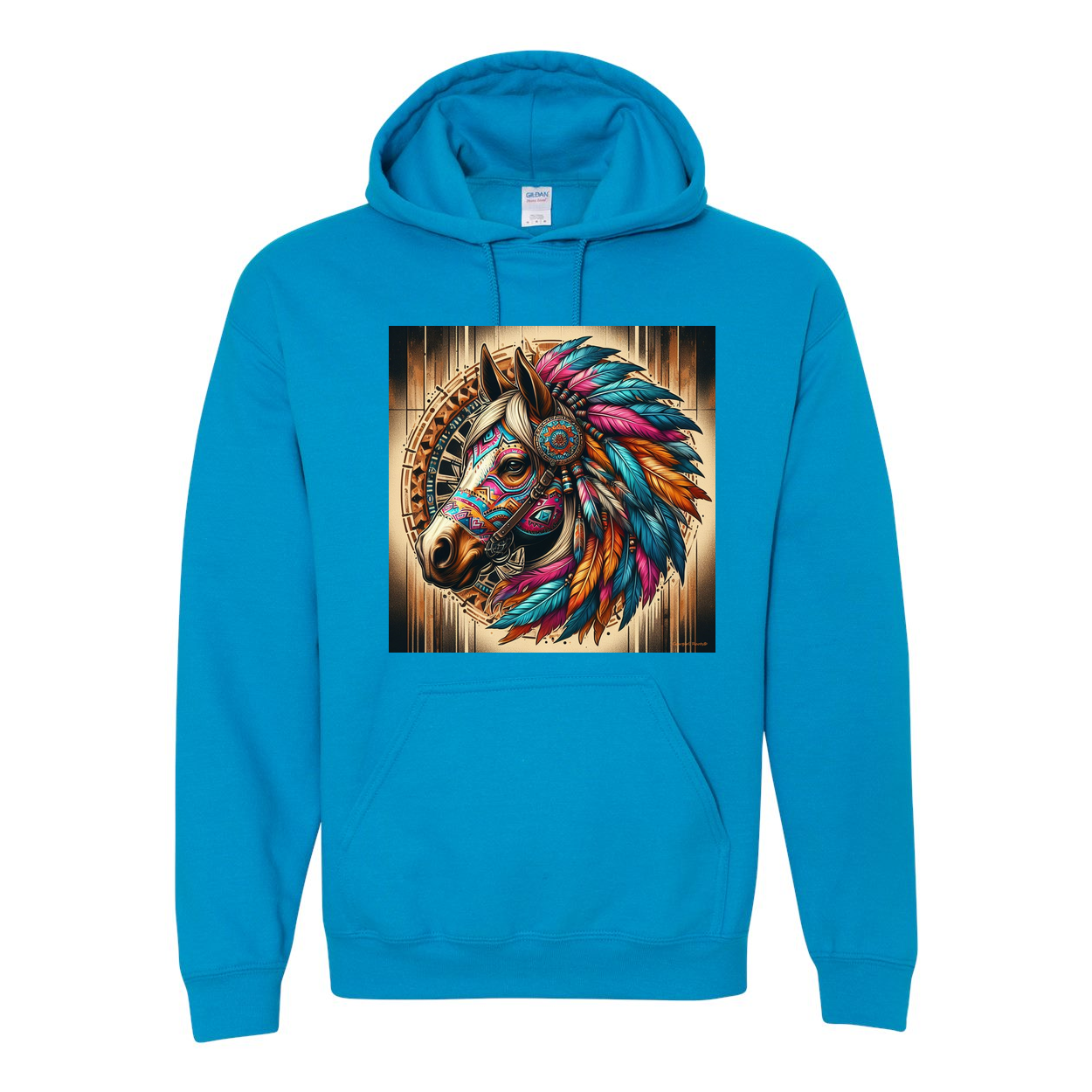 Tribal Horse Chief Pull Over Front Pocket Hoodies