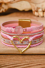 Load image into Gallery viewer, Beige or Pink Bohemian Heart Rhinestone Magnetic Buckle Bracelet
