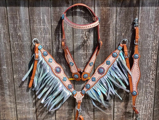 Tilly Horse Headstall and Breast Collar Set Fringe Wither Strap