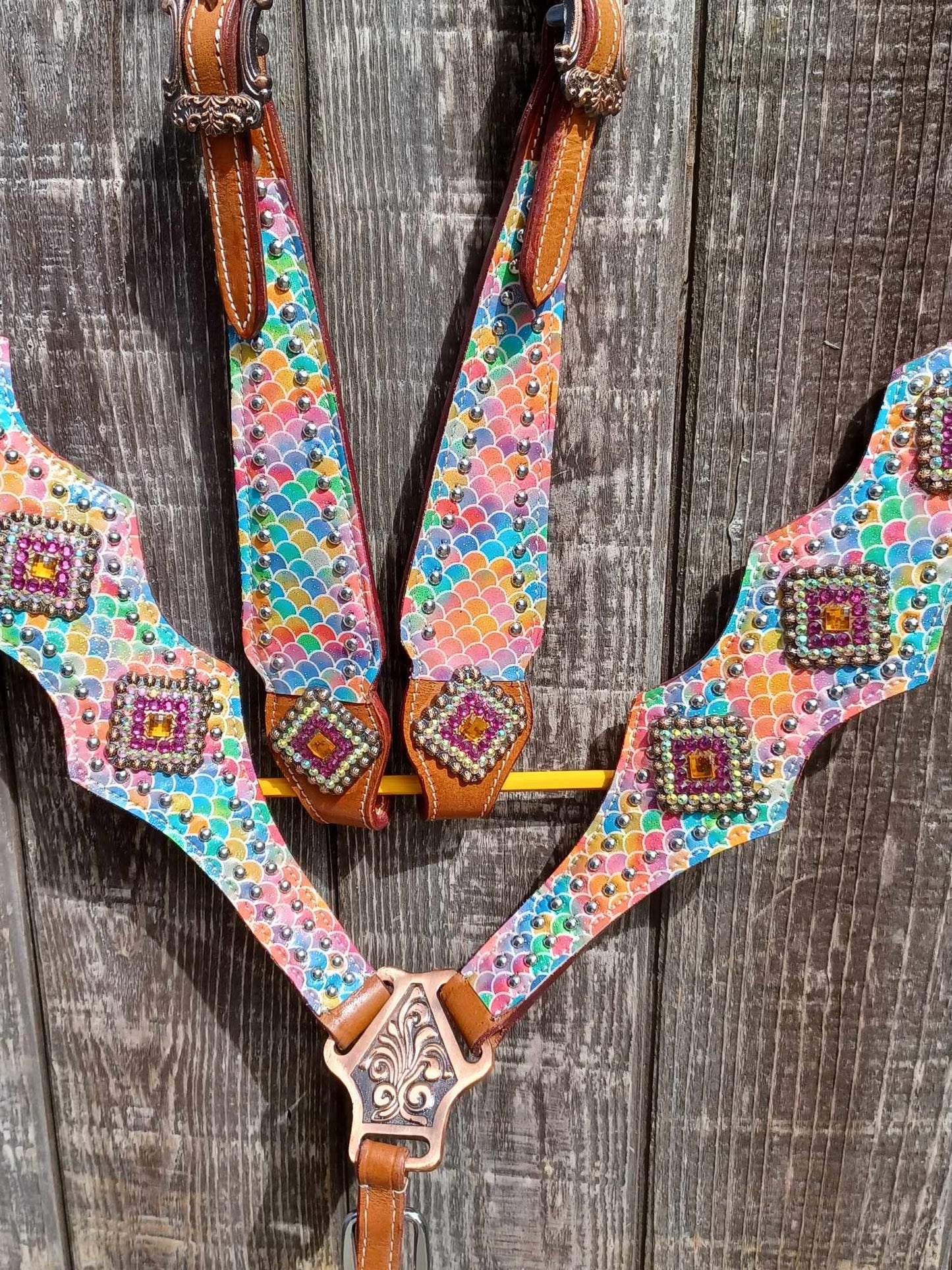 Ariel Mermaid Print Headstall Breast Collar Wither Strap Set