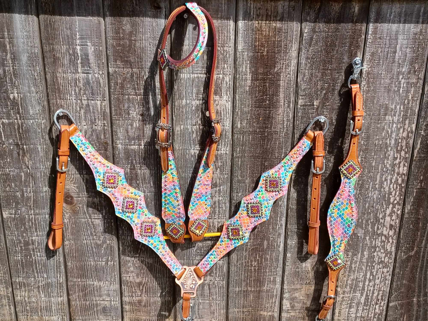 Ariel Mermaid Print Headstall Breast Collar Wither Strap Set