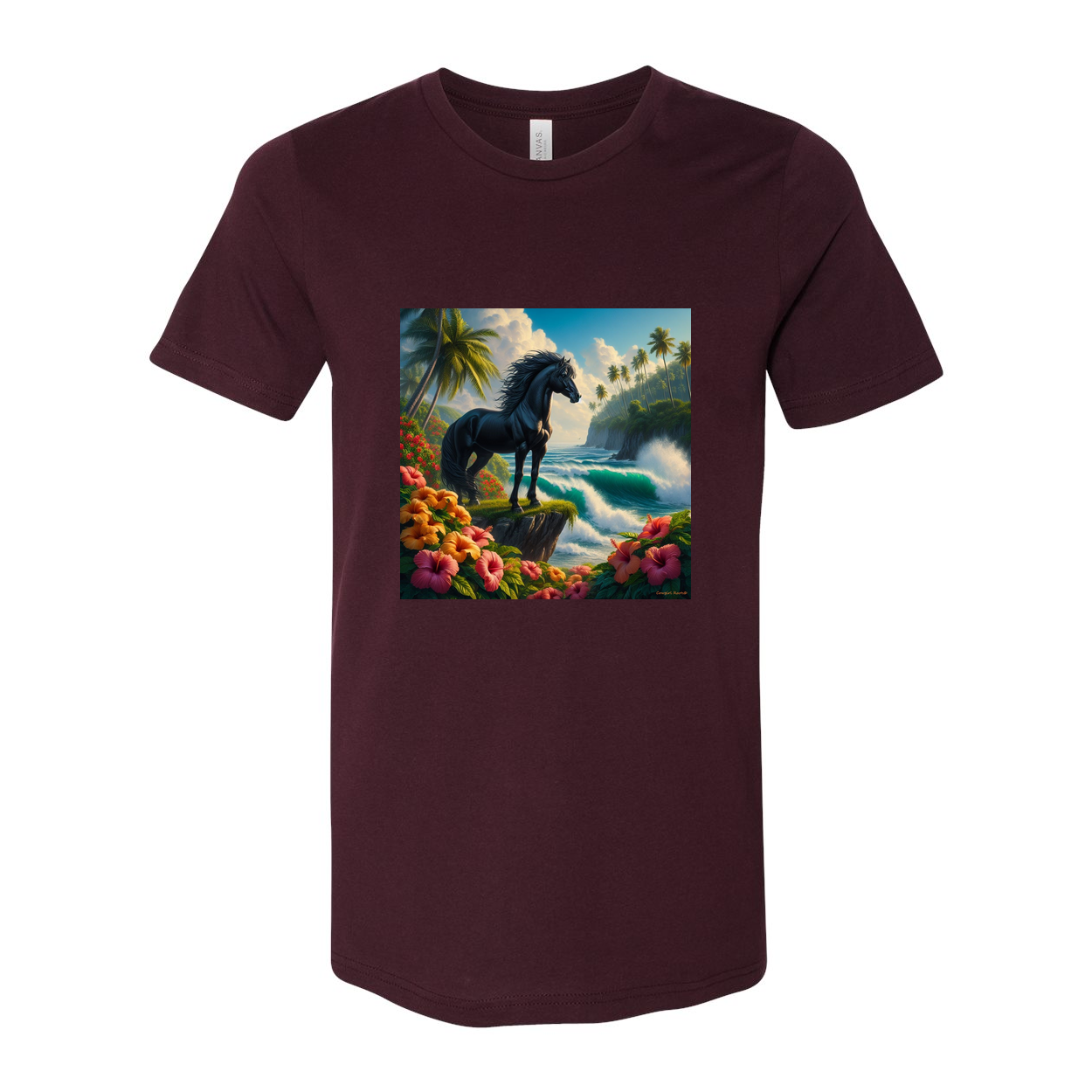 Tropical Black Island Stallion Horse T Shirts