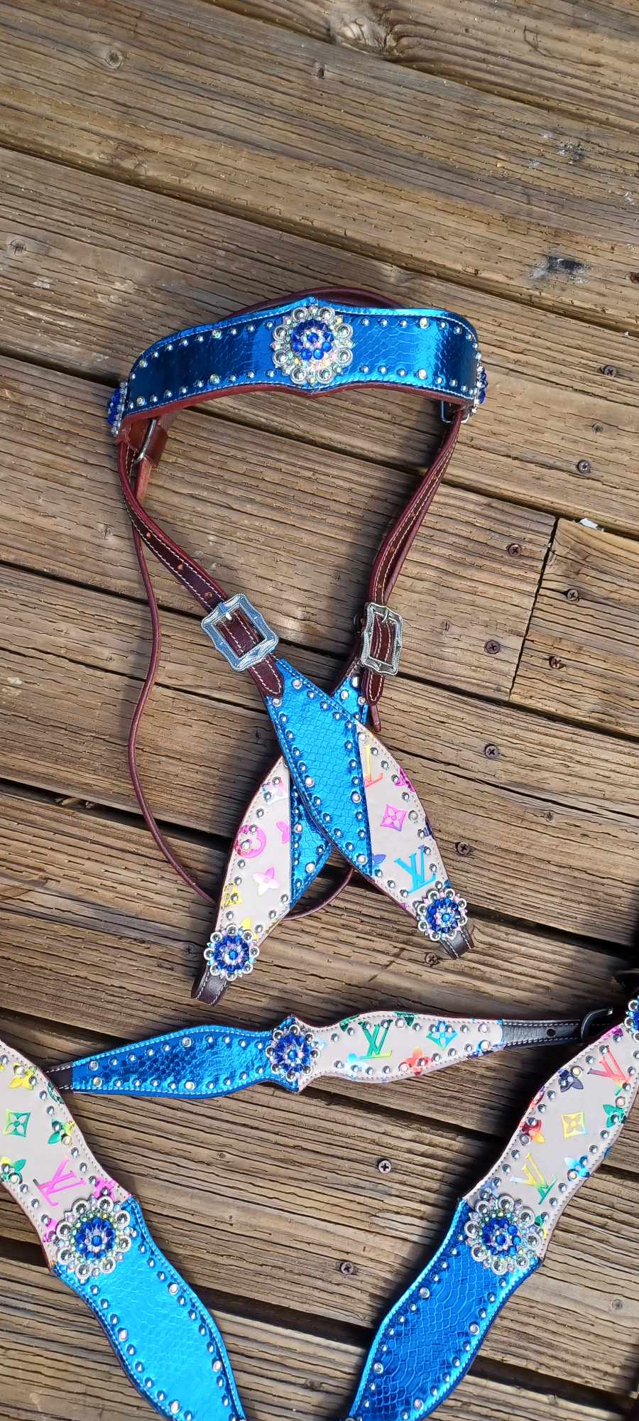 LV Blues 3PC Horse tack Set