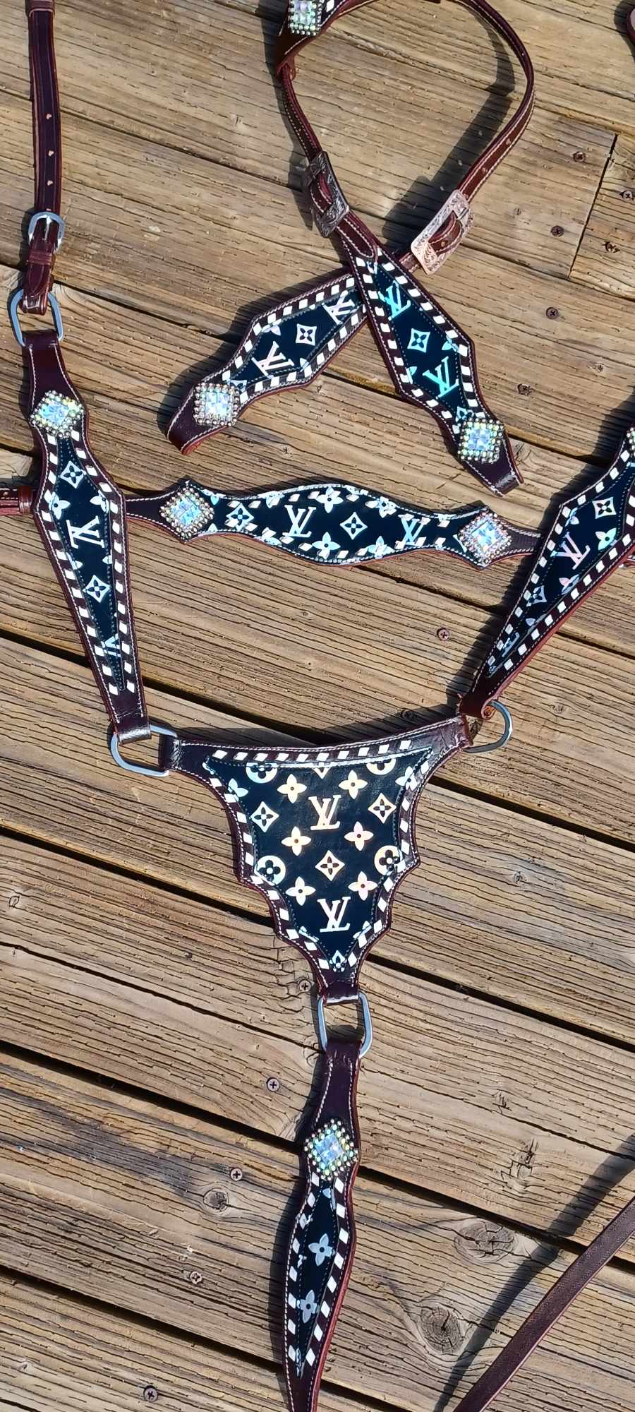 LV Shimmer 3pc One Ear Horse Tack Bridle Set