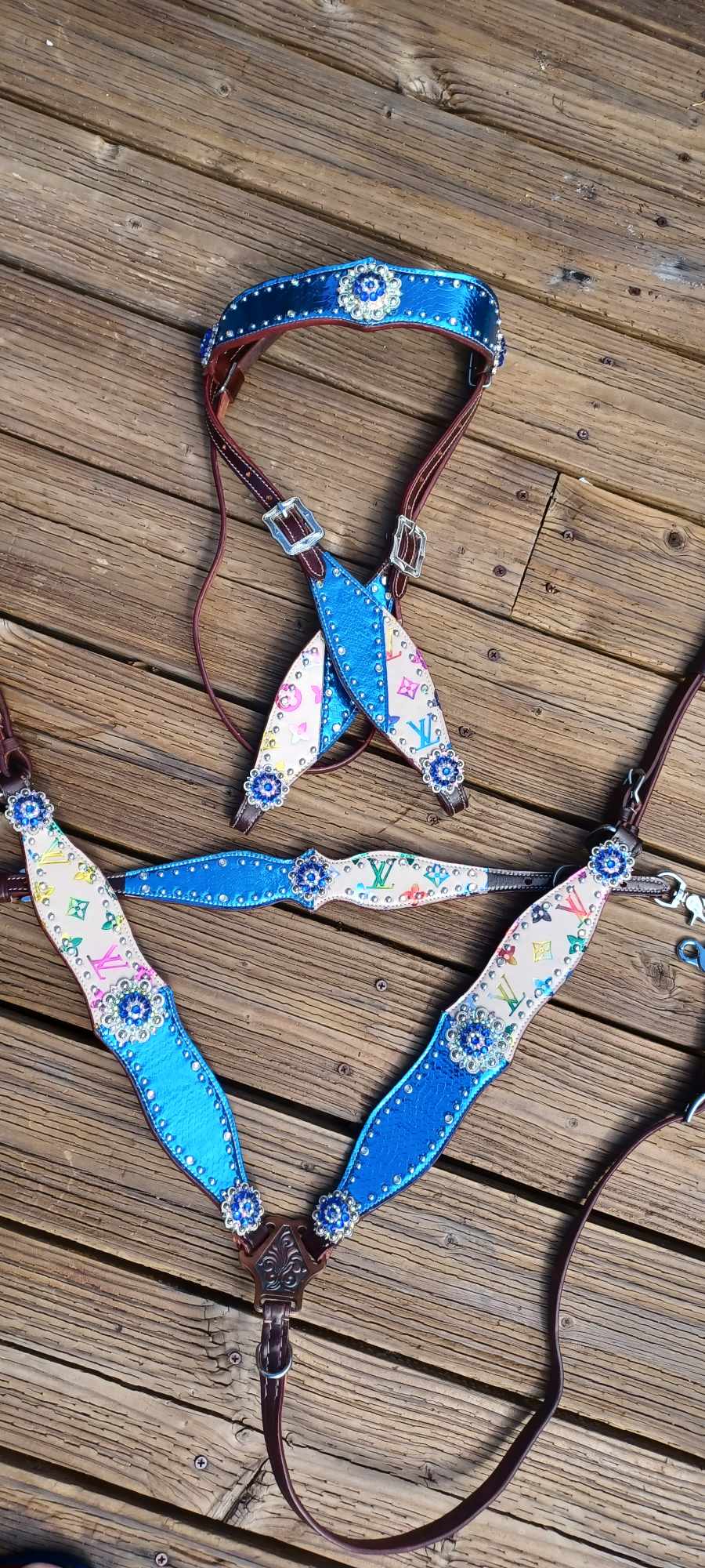 LV Blues 3PC Horse tack Set