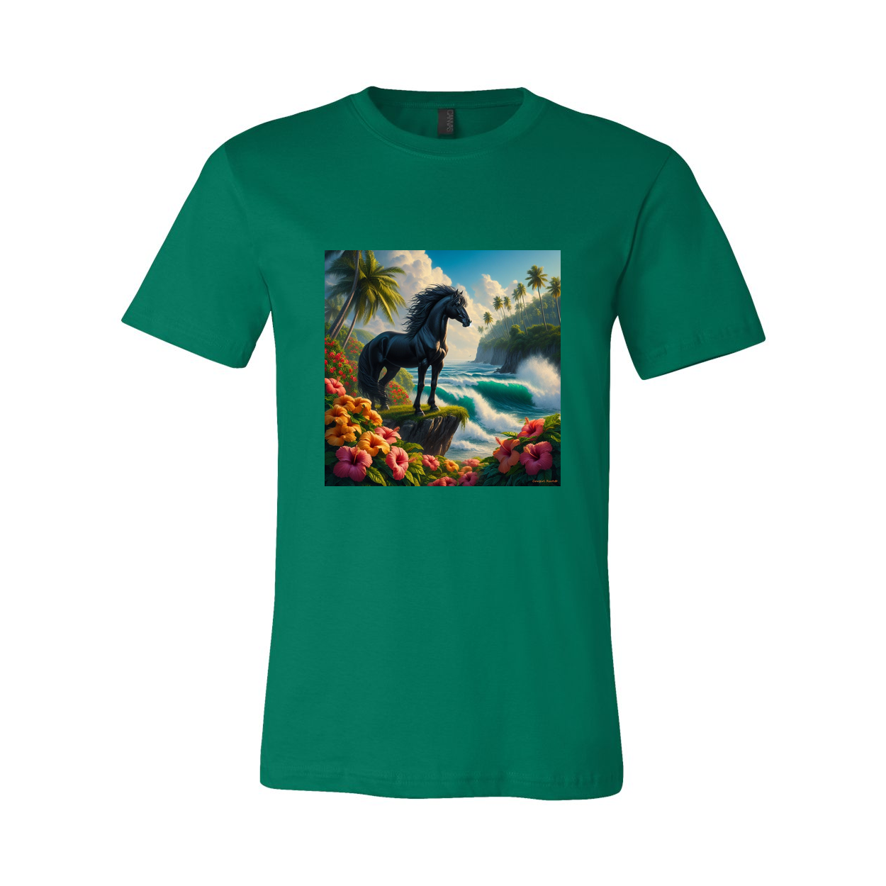 Tropical Black Island Stallion Horse T Shirts