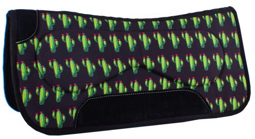 31" x 32" x 18mm Built Up Felt Saddle Pad with Cactus Design