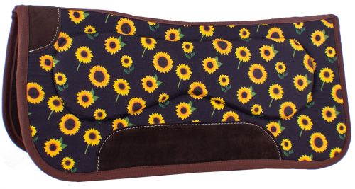 31" x 32" x 18mm Built Up Felt Saddle Pad with Sunflower Design