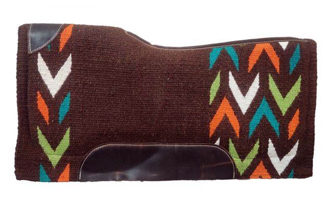 34" X 36" 3/4" Thick Memory Foam Brown Saddle Pad with Colorful Arrow Design