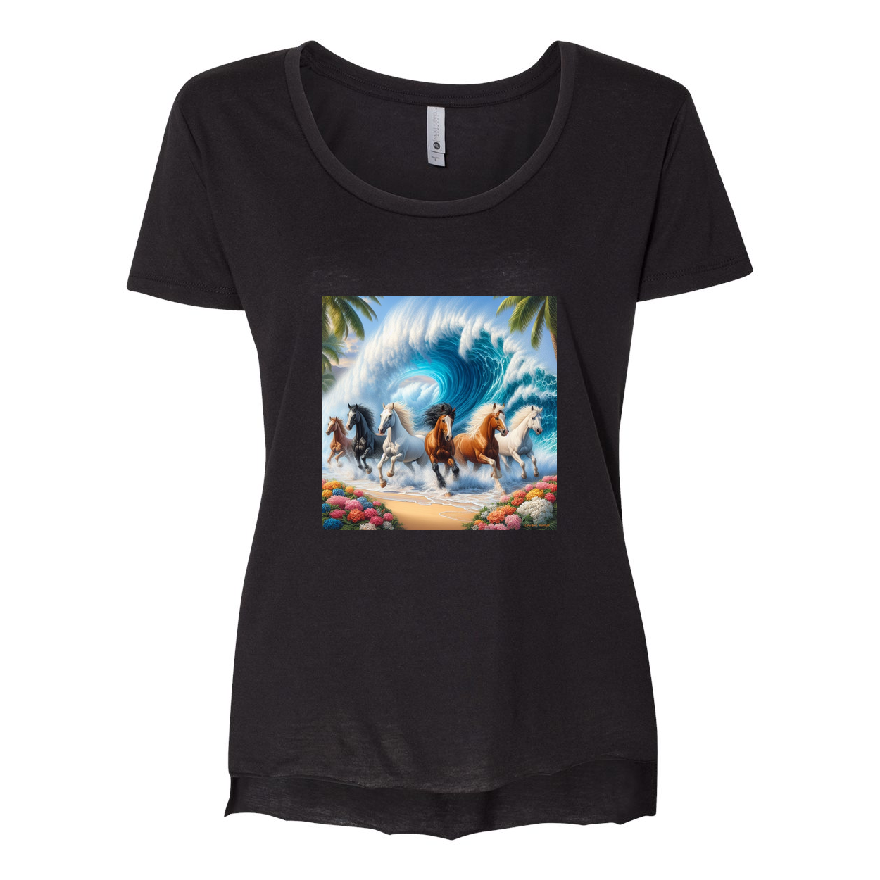 Ocean Herd of Horses Scoop Neck T Shirts