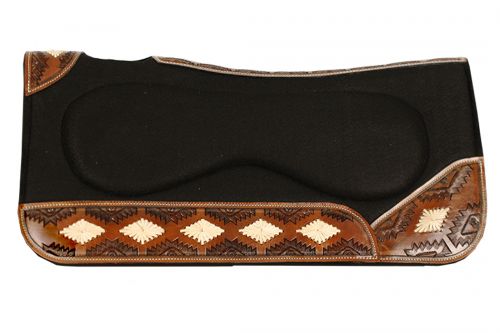 31" x 32" x 1" Southwest designed contoured felt saddle pad with built up center