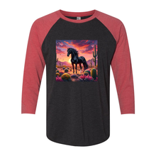 Load image into Gallery viewer, Black Stallion Desert Sunset 3 4 Sleeve Raglan T Shirts
