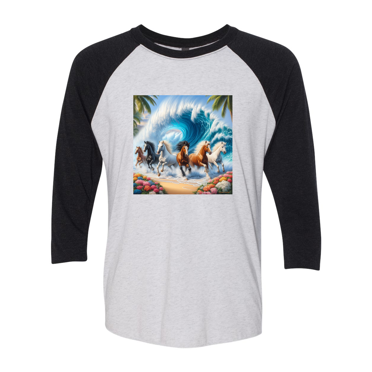 Ocean Herd of Horses 3 4 Sleeve Raglan T Shirts