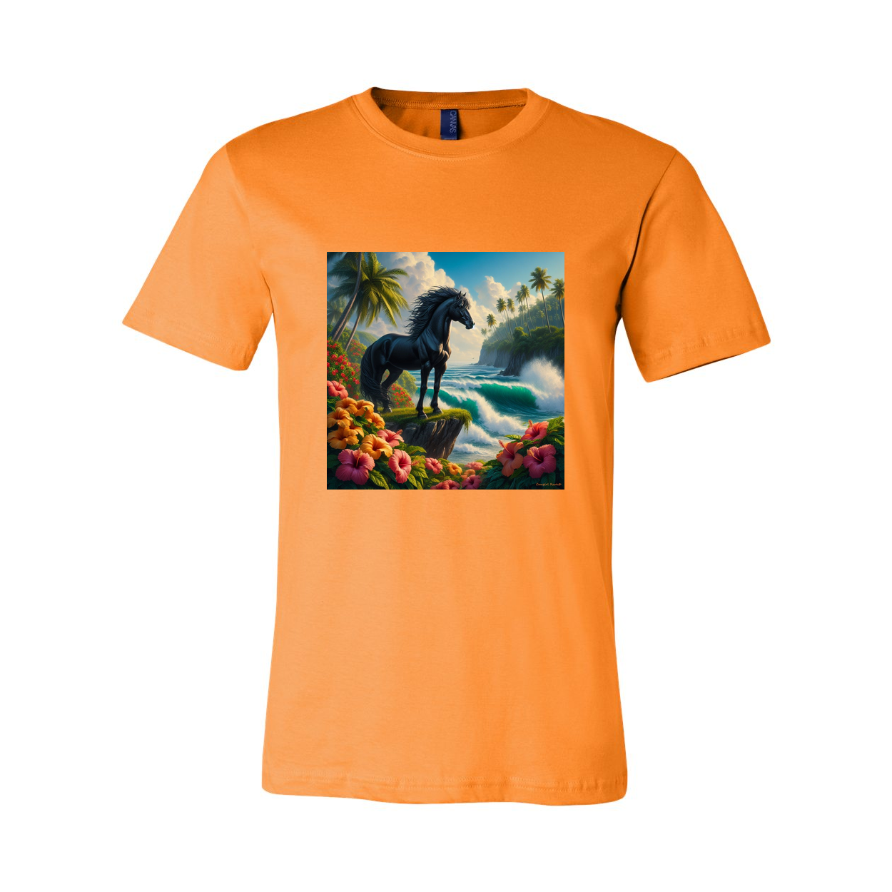 Tropical Black Island Stallion Horse T Shirts