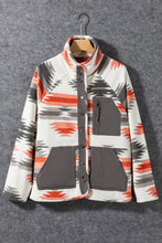 Load image into Gallery viewer, Multicolour Aztec Fleece Patchwork Snap Button Jacket
