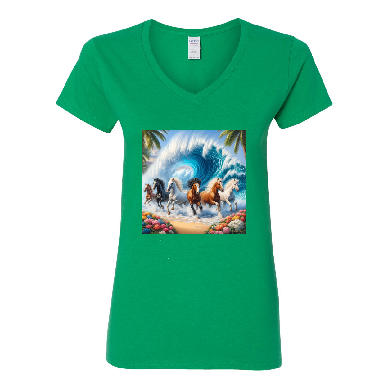 Ocean Herd of Horses V Neck T Shirts