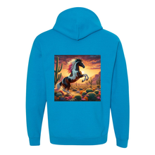 Load image into Gallery viewer, Painted Desert Horse Design on Back Front Pocket Hoodies
