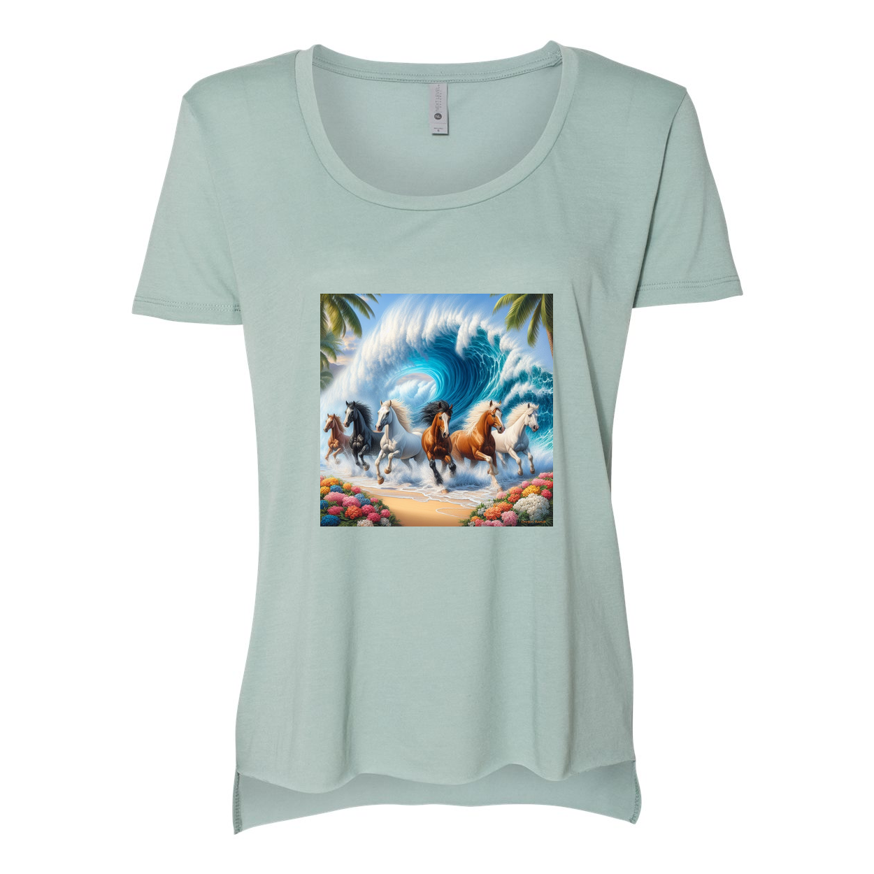 Ocean Herd of Horses Scoop Neck T Shirts