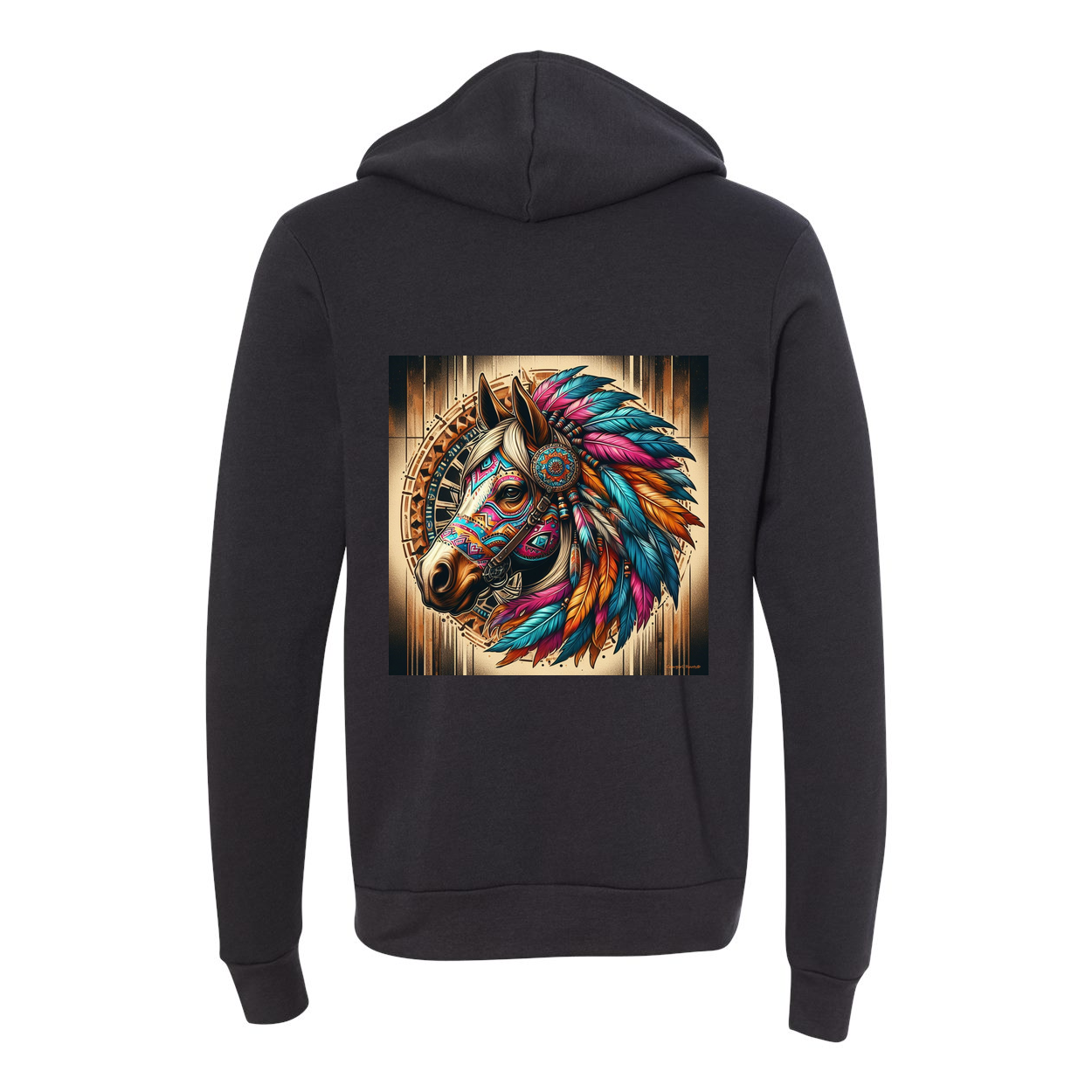 Tribal Horse Chief Zip-Up Front Pocket Hooded Sweatshirts