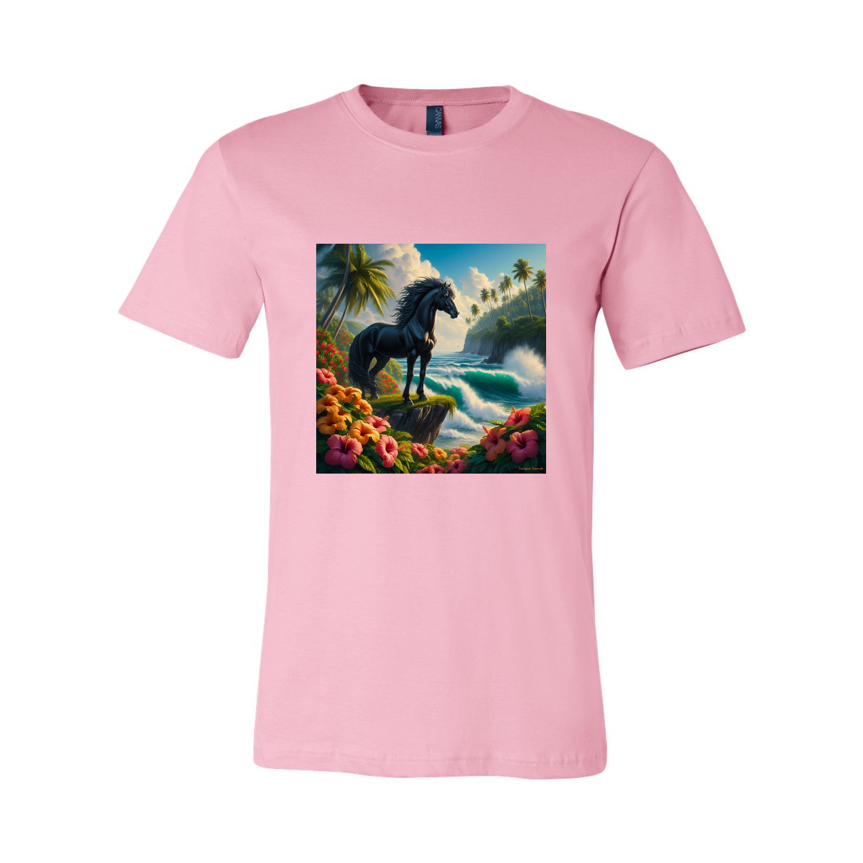 Tropical Black Island Stallion Horse T Shirts