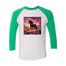 Load image into Gallery viewer, Black Stallion Desert Sunset 3 4 Sleeve Raglan T Shirts

