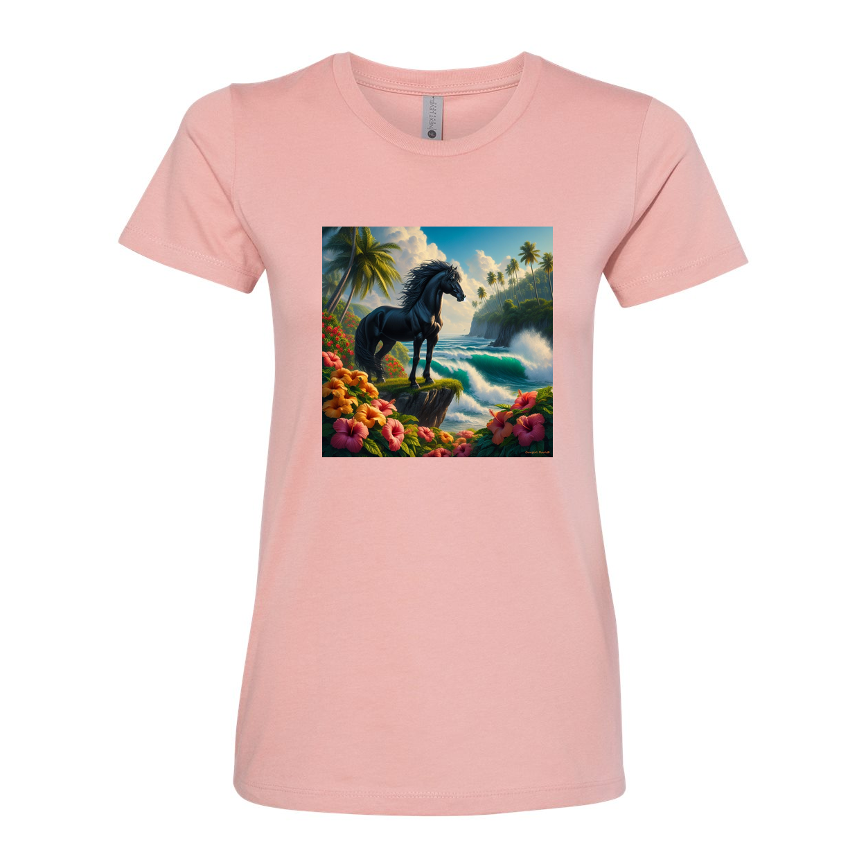 Tropical Black Stallion Horse Boyfriend T Shirts