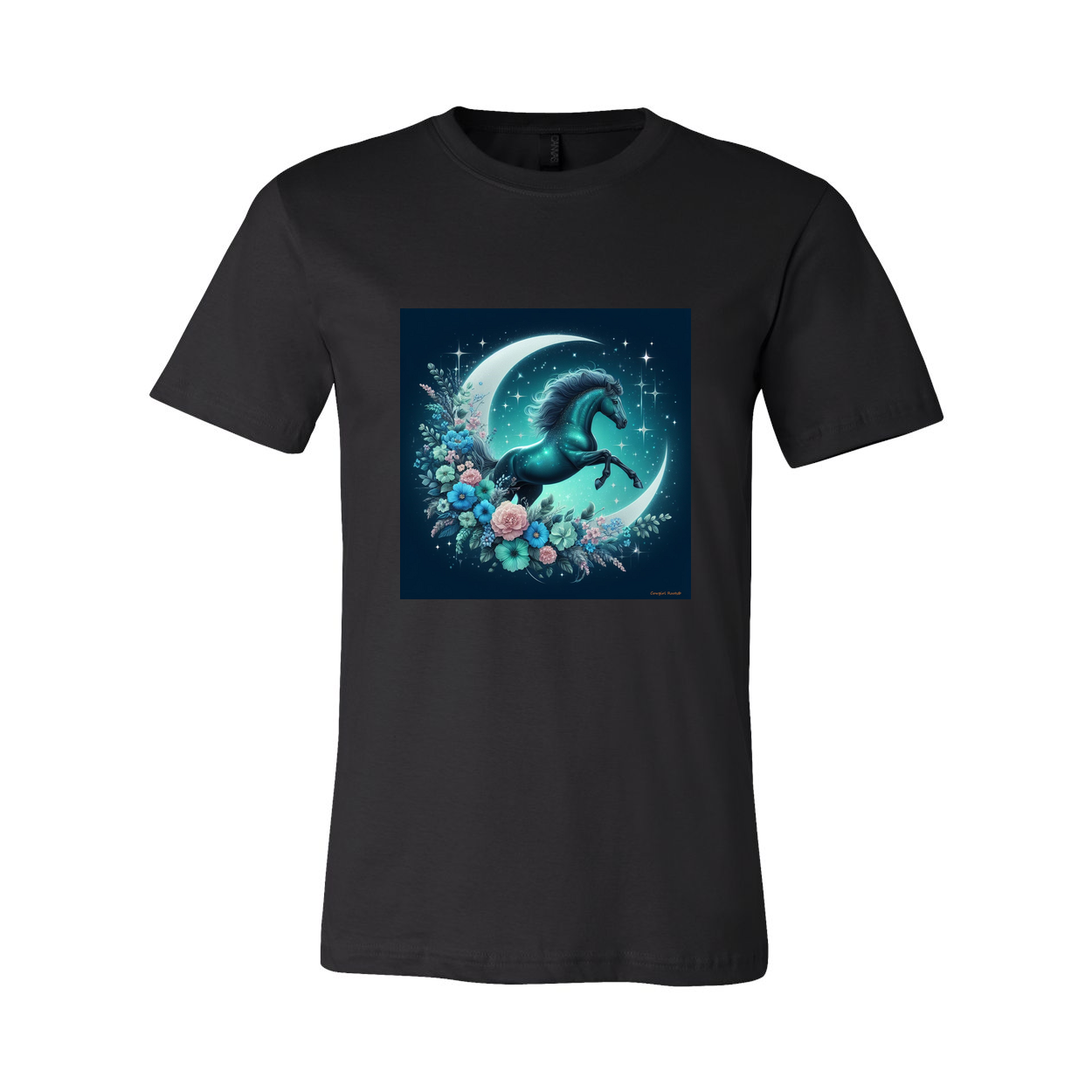 Moon Flowers Turquoise Horse T Shirts