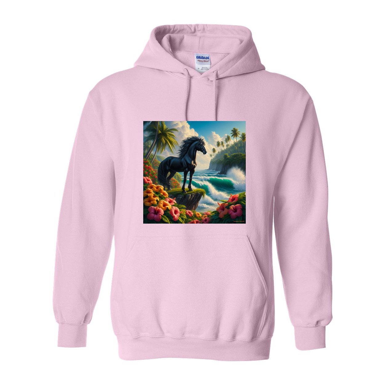 Tropical Black Stallion Pull Over Front Pocket Hoodies