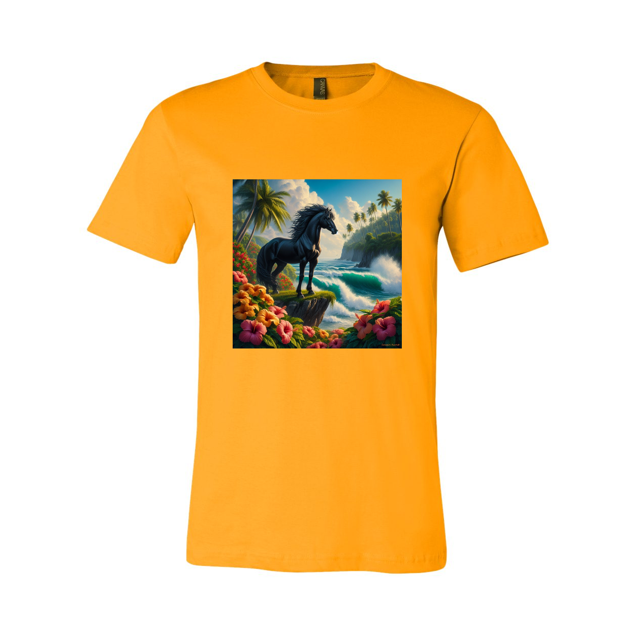 Tropical Black Island Stallion Horse T Shirts