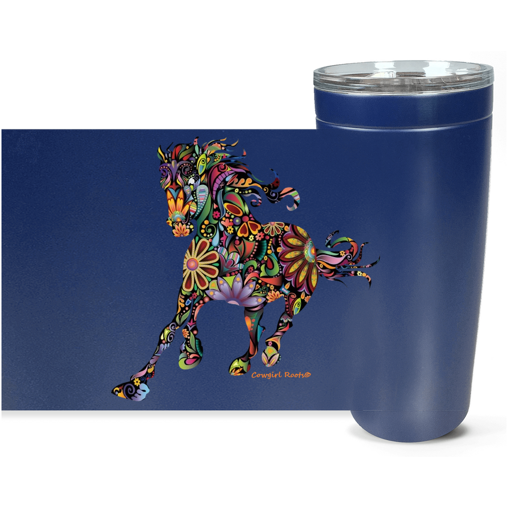 Cowgirl Roots™ Bohemian Horse Tumbler 20oz Stainless Steel Insulated Hot and Cold Travel Mugs