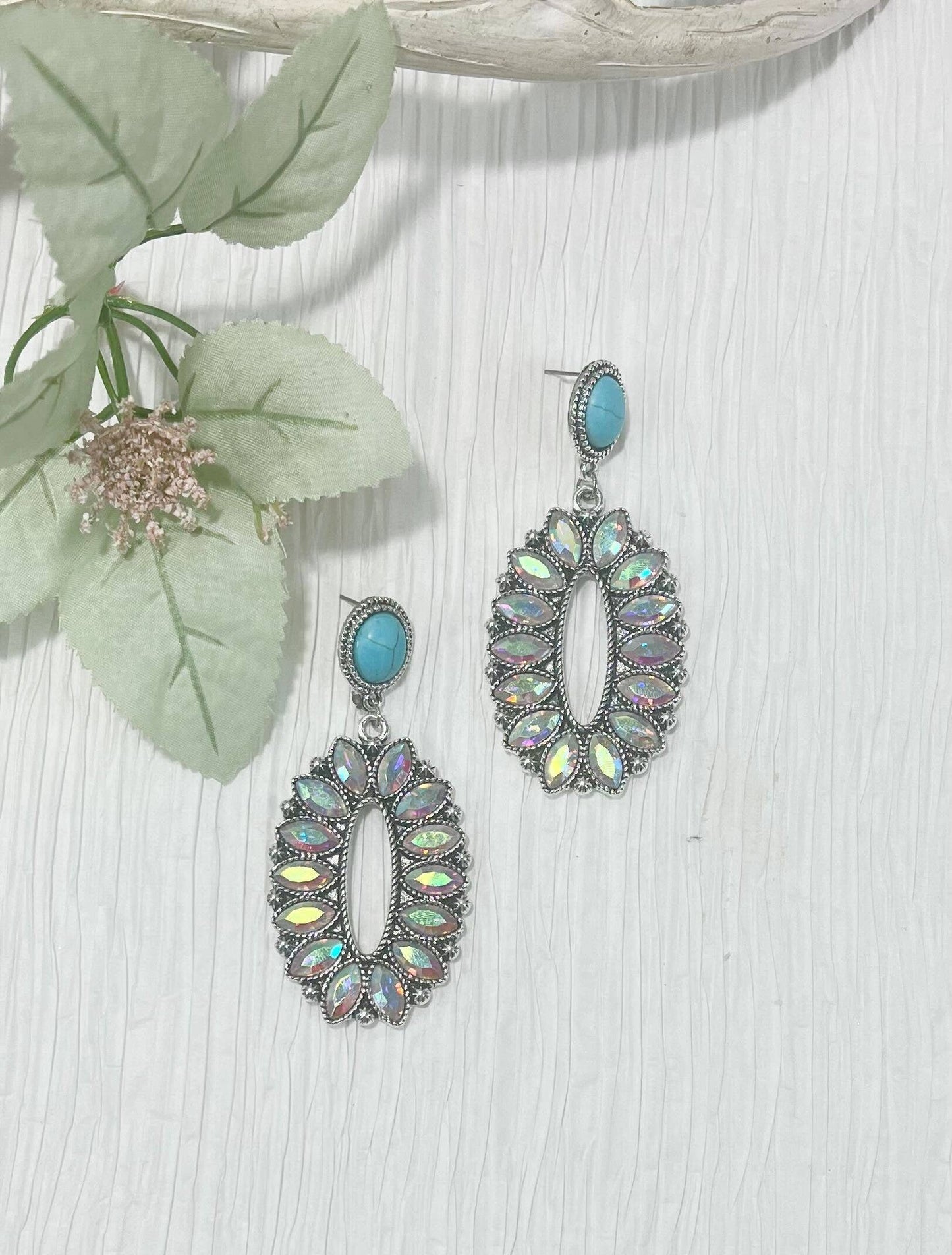 Linked To You Aurora Borealis Silver Drop Earrings