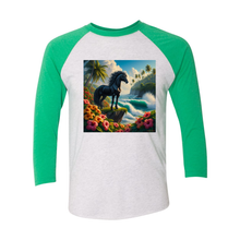 Load image into Gallery viewer, Tropical Black Stallion Horse 3 4 Sleeve Raglan T Shirts

