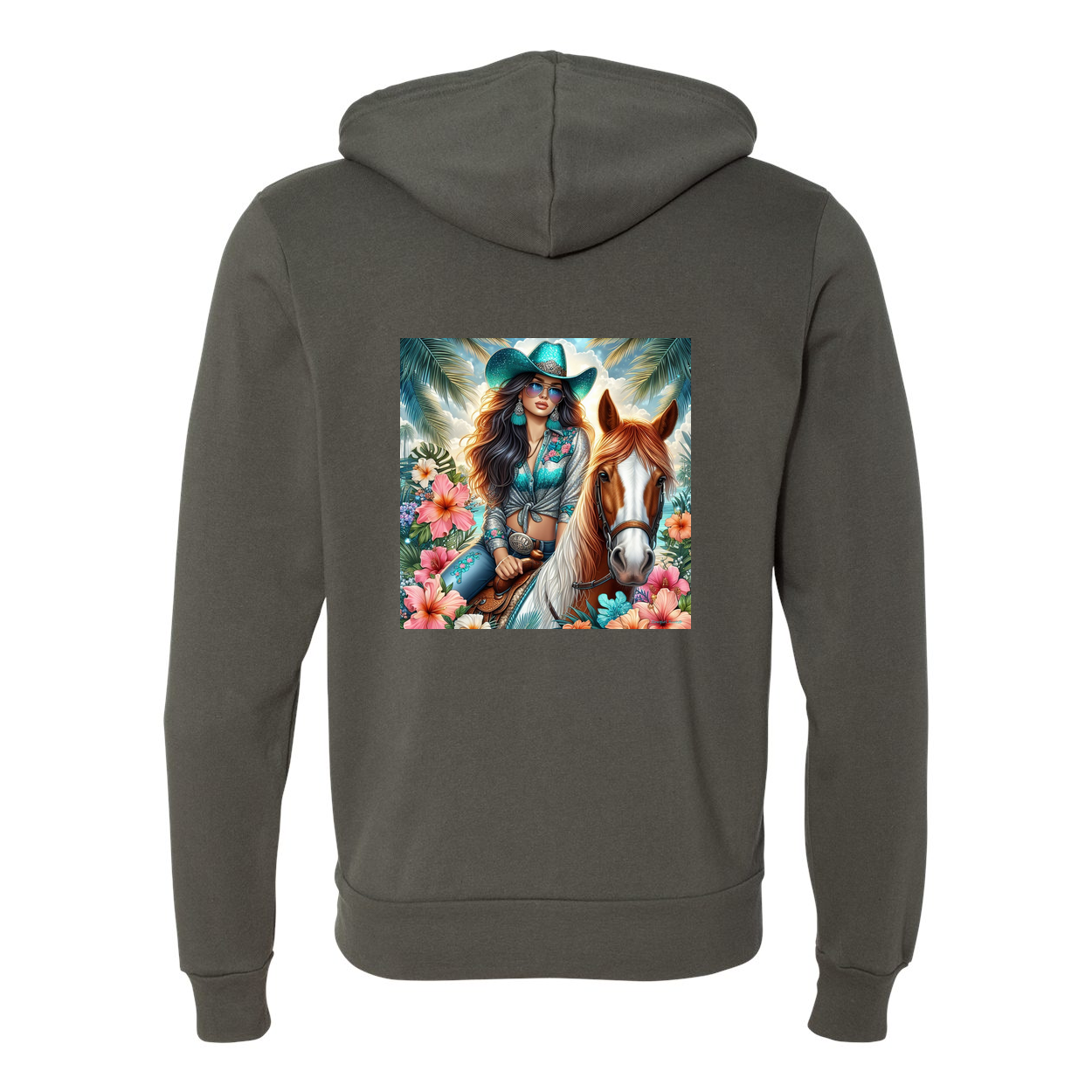 Cowgirl Tropics Zip-Up Front Pocket Hoodies