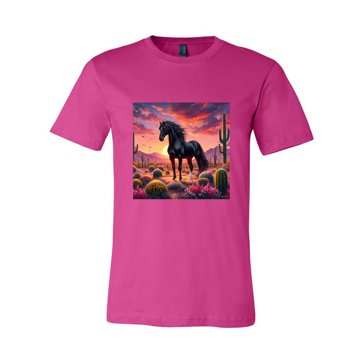 Black Stallion Desert Sunset Design T Shirts