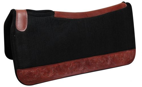 32" X 31" Contoured Felt Pad with Floral Tooled Wear Leathers