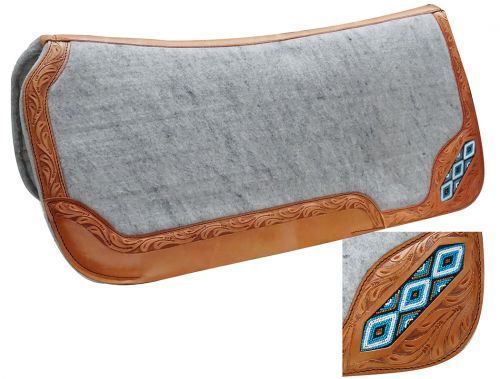 32" x 32" Contoured Felt Bottom Saddle Pad with Beaded Inlay