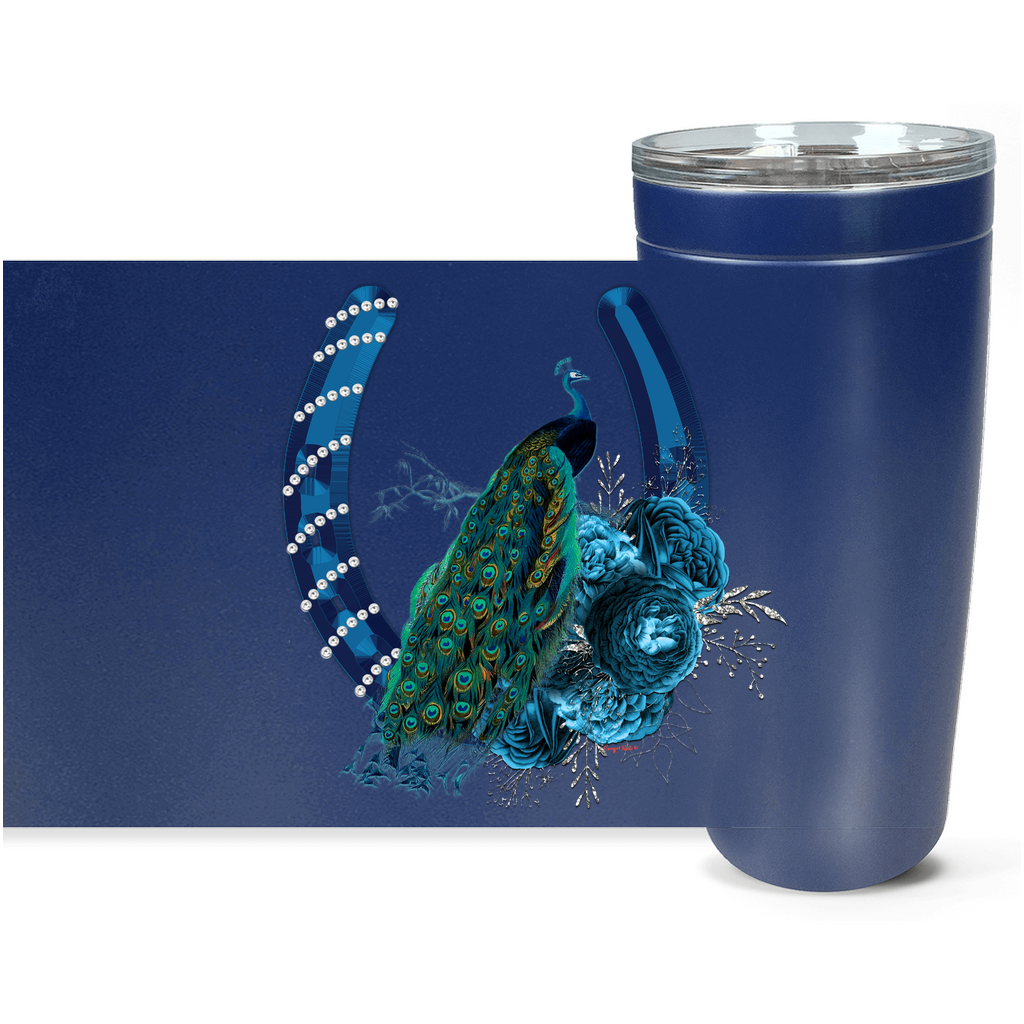 Cowgirl Roots™ Peacock Floral Horseshoe Horseshoes Tumbler 20oz Stainless Steel Insulated Hot and Cold Travel Mugs