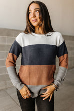 Load image into Gallery viewer, Chestnut Khaki Red Parchment Color Block Knitted O-neck Pullover Sweater
