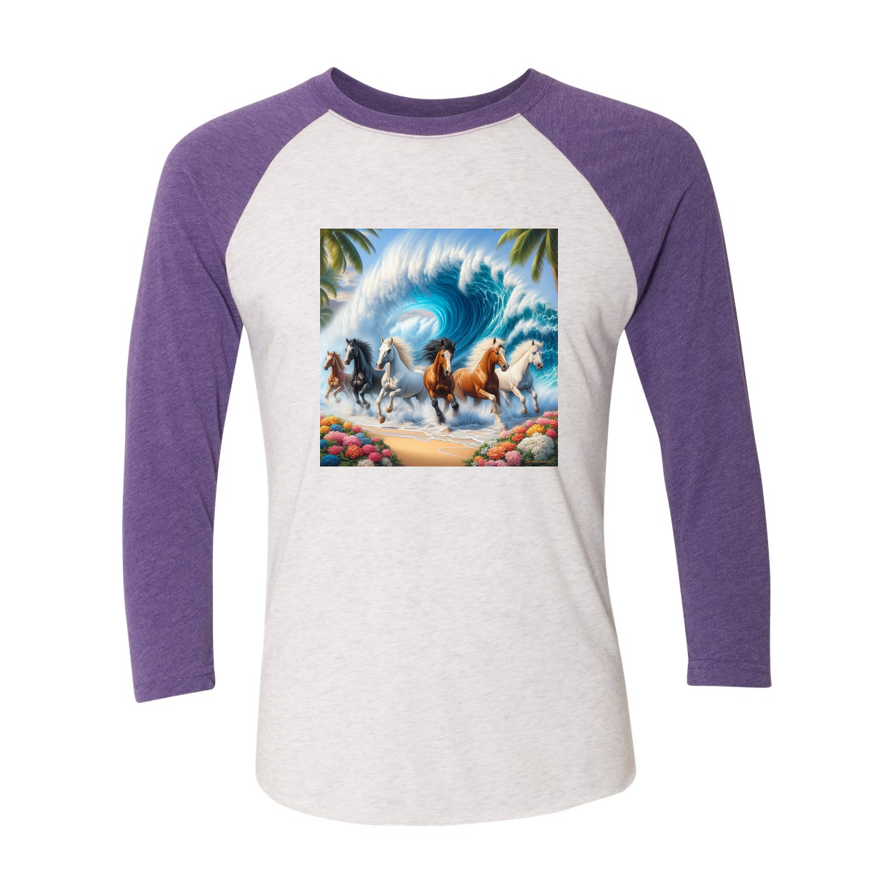 Ocean Herd of Horses 3 4 Sleeve Raglan T Shirts