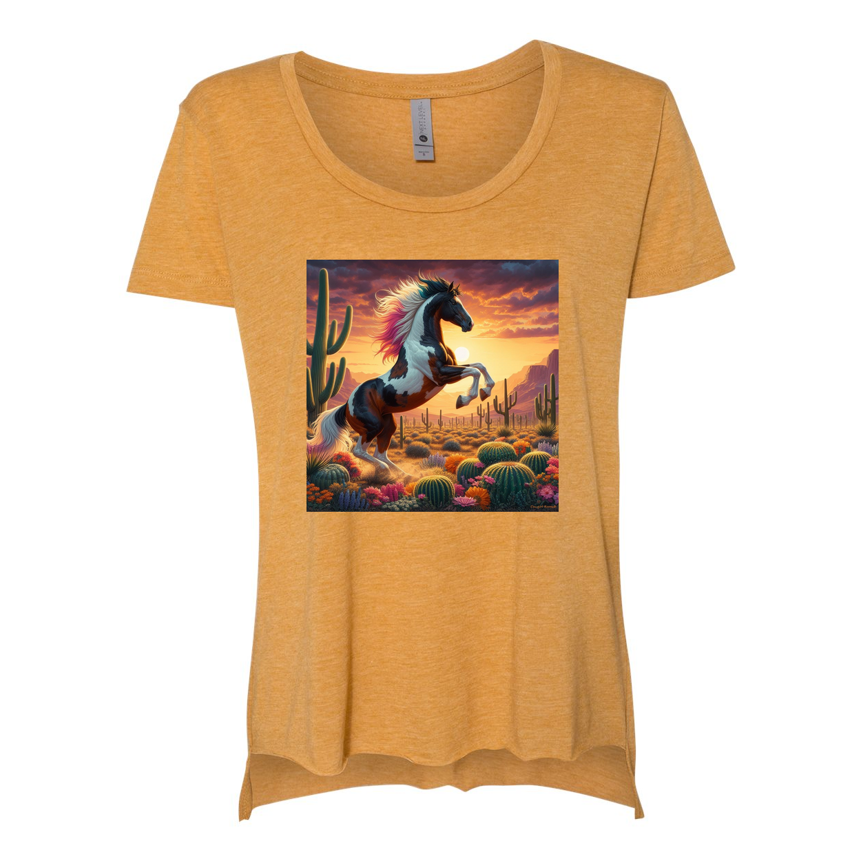 Painted Desert Horse Scoop Neck T Shirts