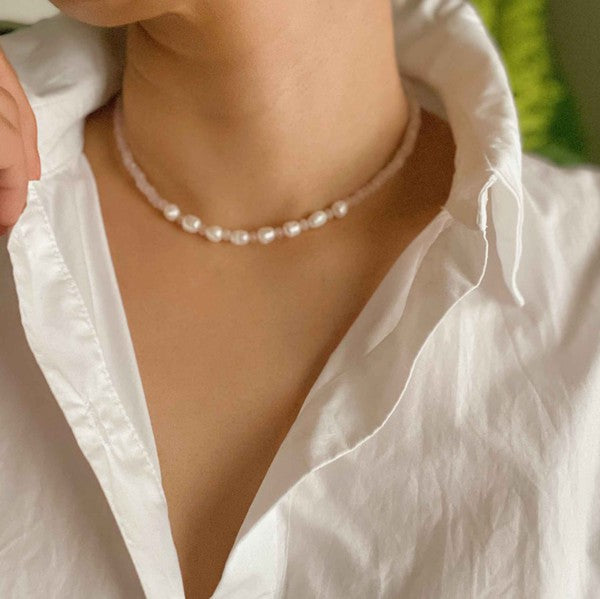 Freshwater Pearl 18K Gold Plated Choker Necklace 2 Colors