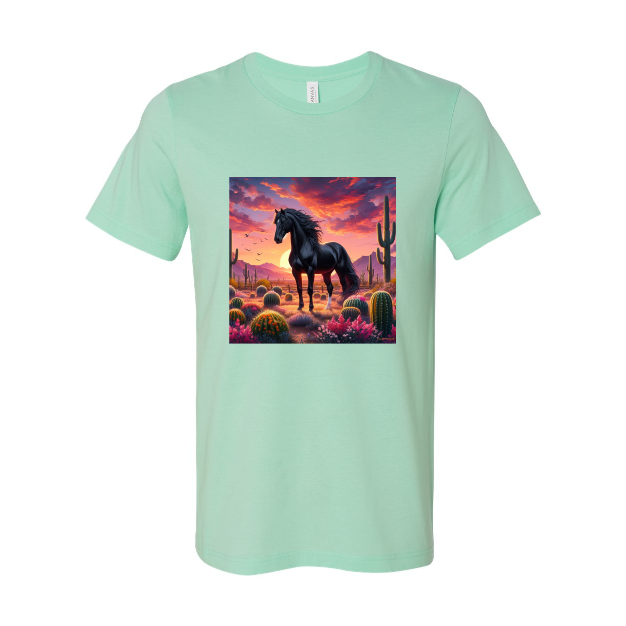 Black Stallion Desert Sunset Design T Shirts