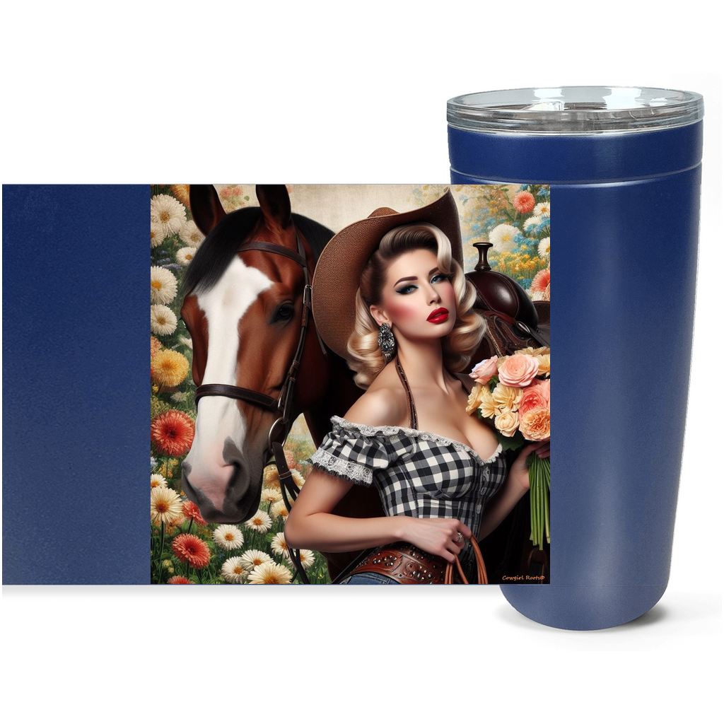 Cowgirl Roots™ Jolene Pin Up Cowgirl Tumbler 20oz Stainless Steel Insulated Hot and Cold Travel Mugs