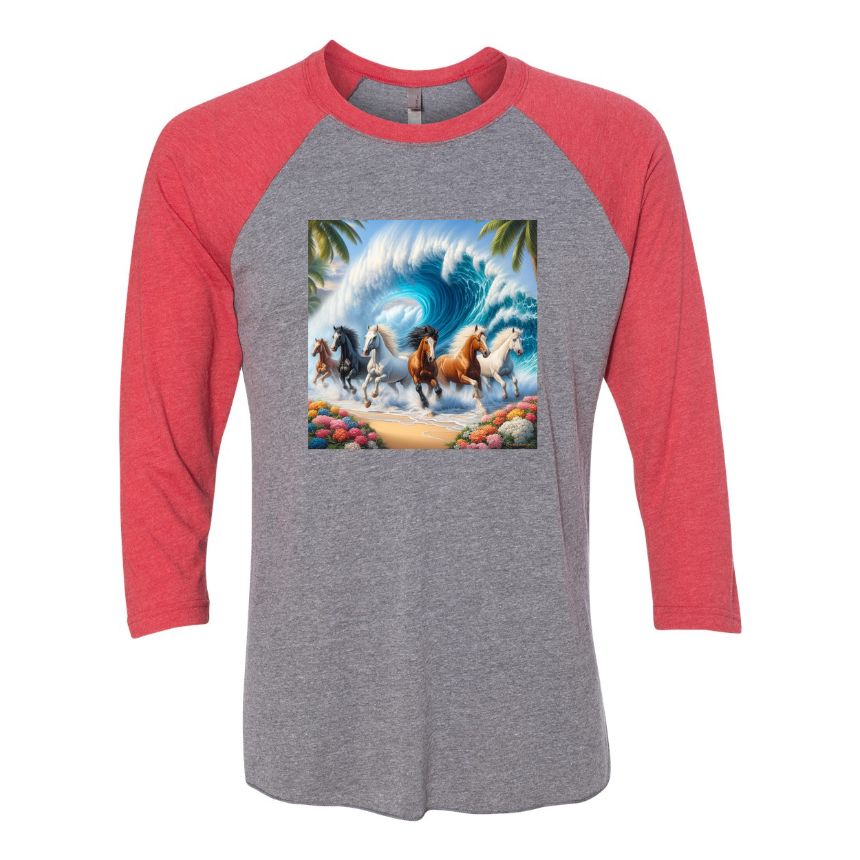 Ocean Herd of Horses 3 4 Sleeve Raglan T Shirts