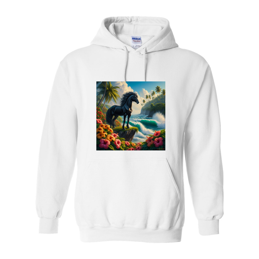 Tropical Black Stallion Pull Over Front Pocket Hoodies