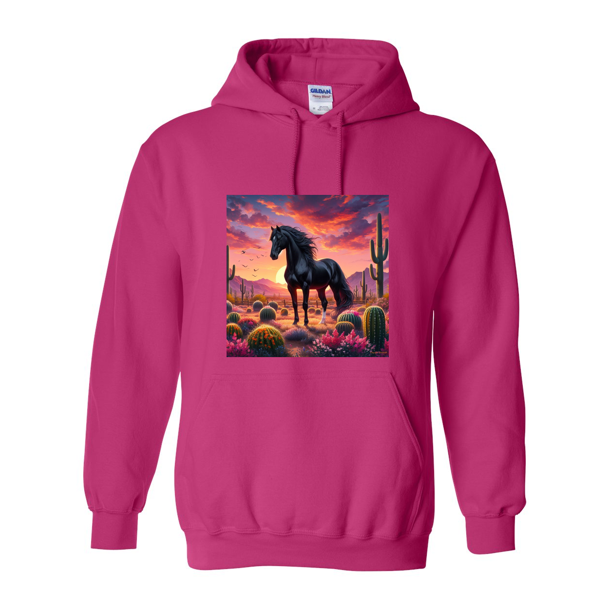 Black Stallion Desert Sunset Pull Over Front Pocket Hoodies