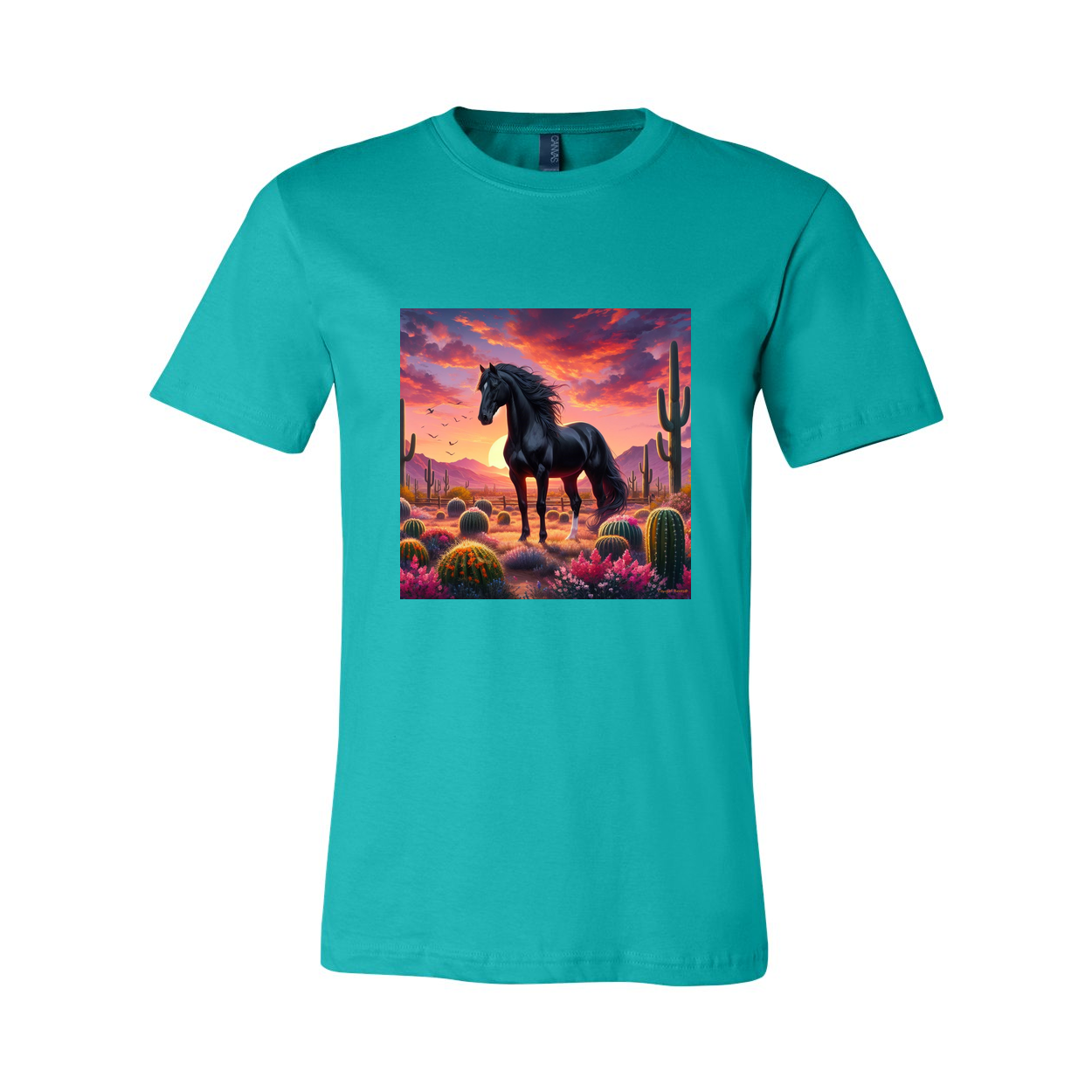 Black Stallion Desert Sunset Design T Shirts