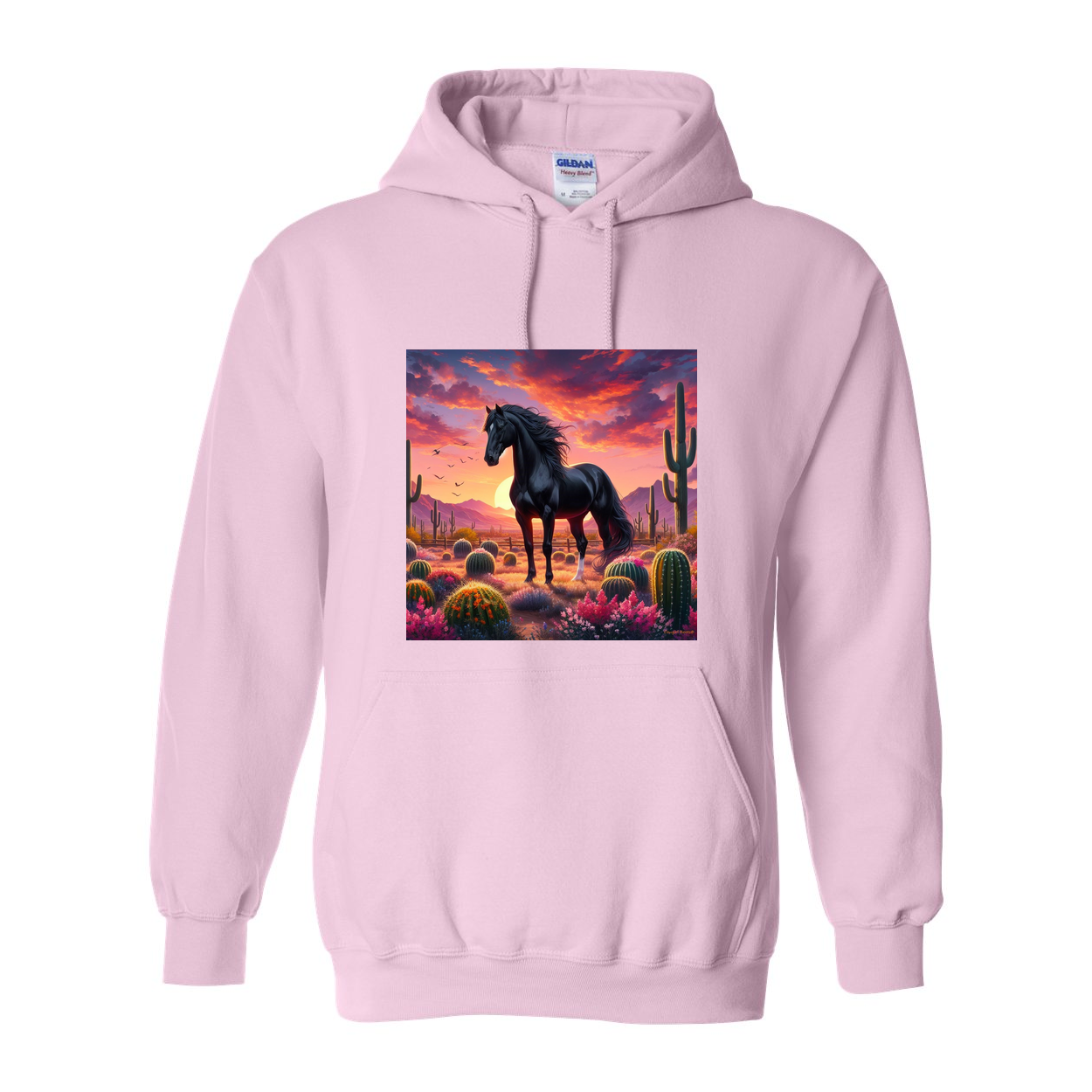 Black Stallion Desert Sunset Pull Over Front Pocket Hoodies