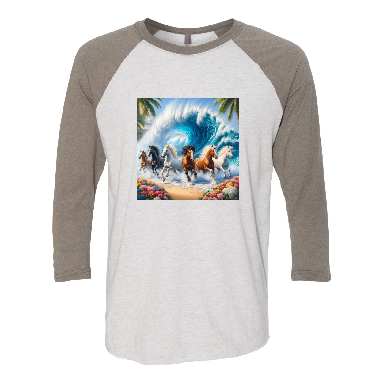 Ocean Herd of Horses 3 4 Sleeve Raglan T Shirts